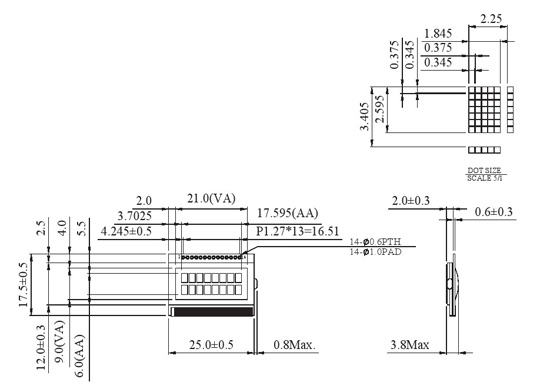 8x2 LCD Display