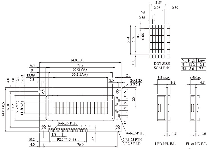 16 x 2 Character LCD, 16x2 Character LCD