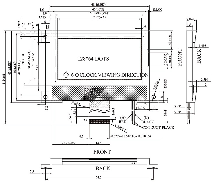 COG LCD Modules - VO12864Q