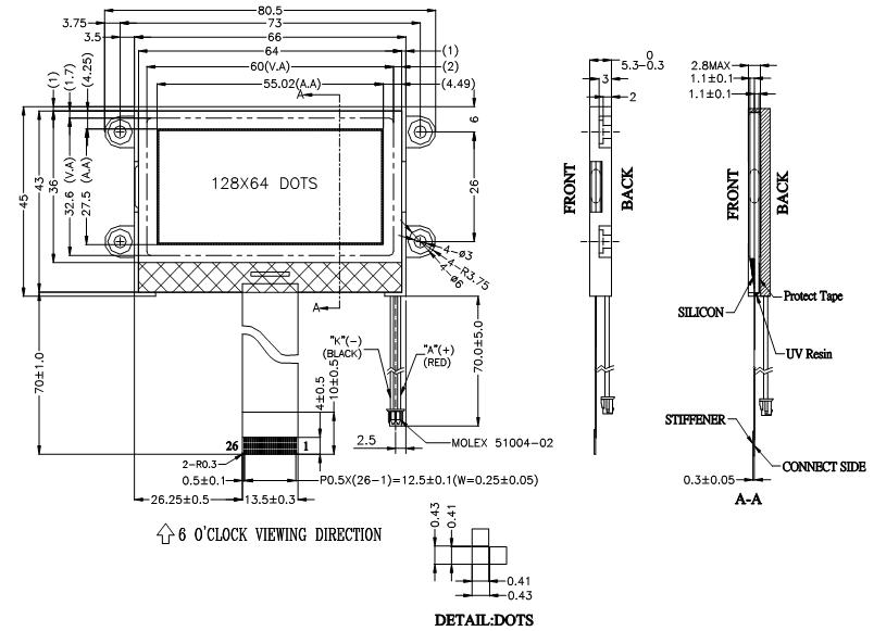 COG LCD Display - VO12864M