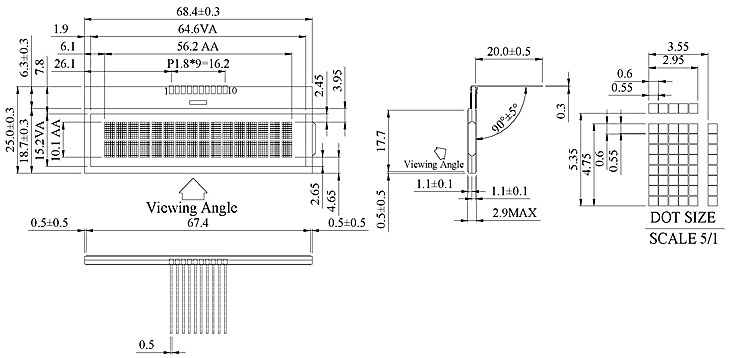 COG LCD Modules - VO162Y